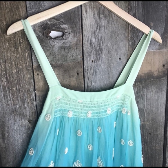 Tracy Reese Ombre Batiked BOHO Teal Green Dress - Picture 3 of 4